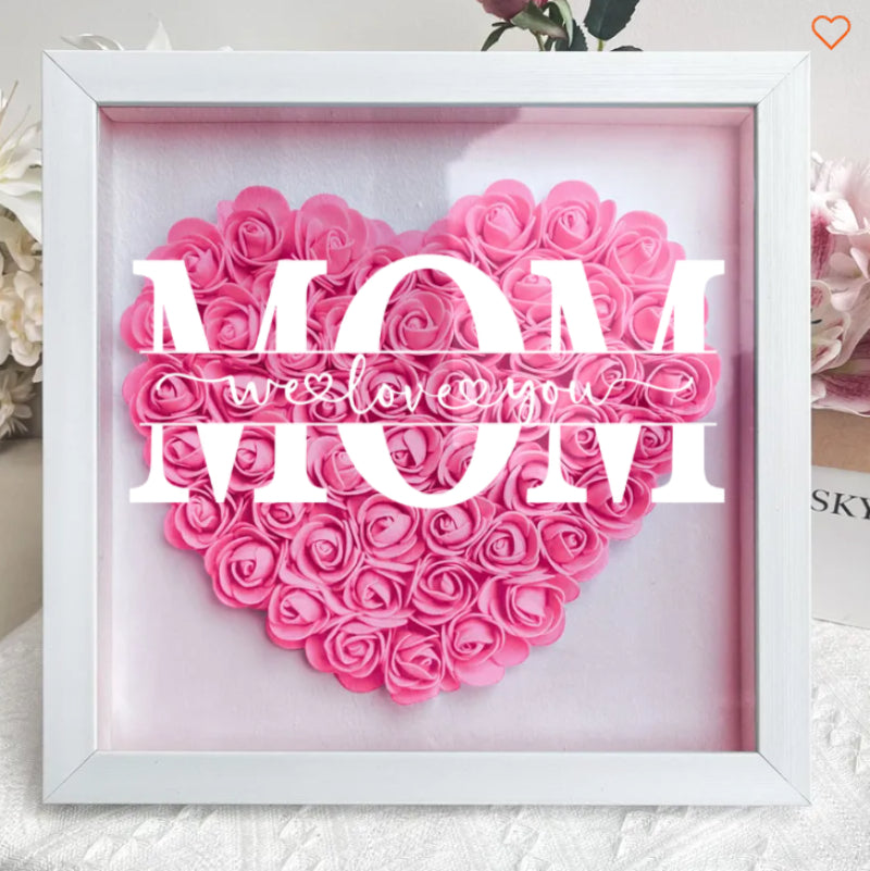 Aangepaste Rose Flower Frame Box Gift met gegraveerde naam cadeau voor moeder / moederdag