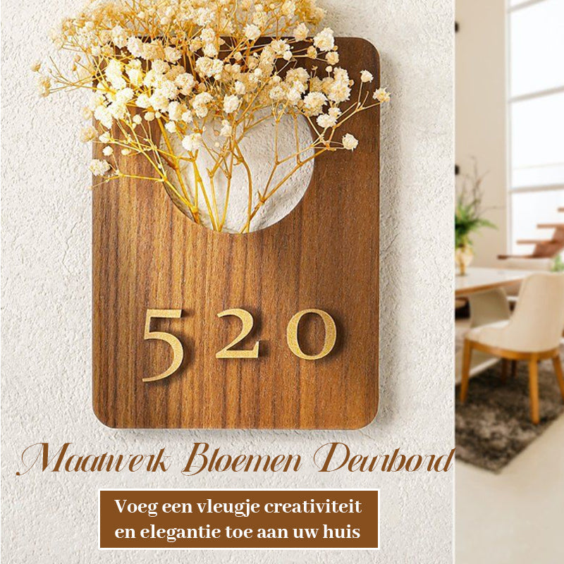 Maatwerk Bloemen Deurbord(Inclusief sensorlampje)
