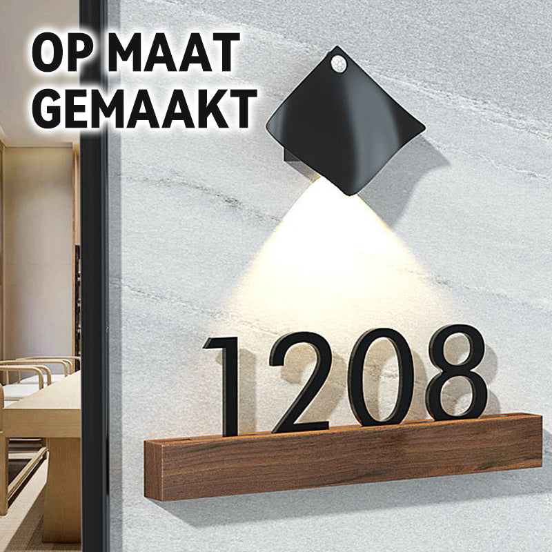Maatwerk Acryl Deurbord Nummerplaat(Inclusief sensorlampje)