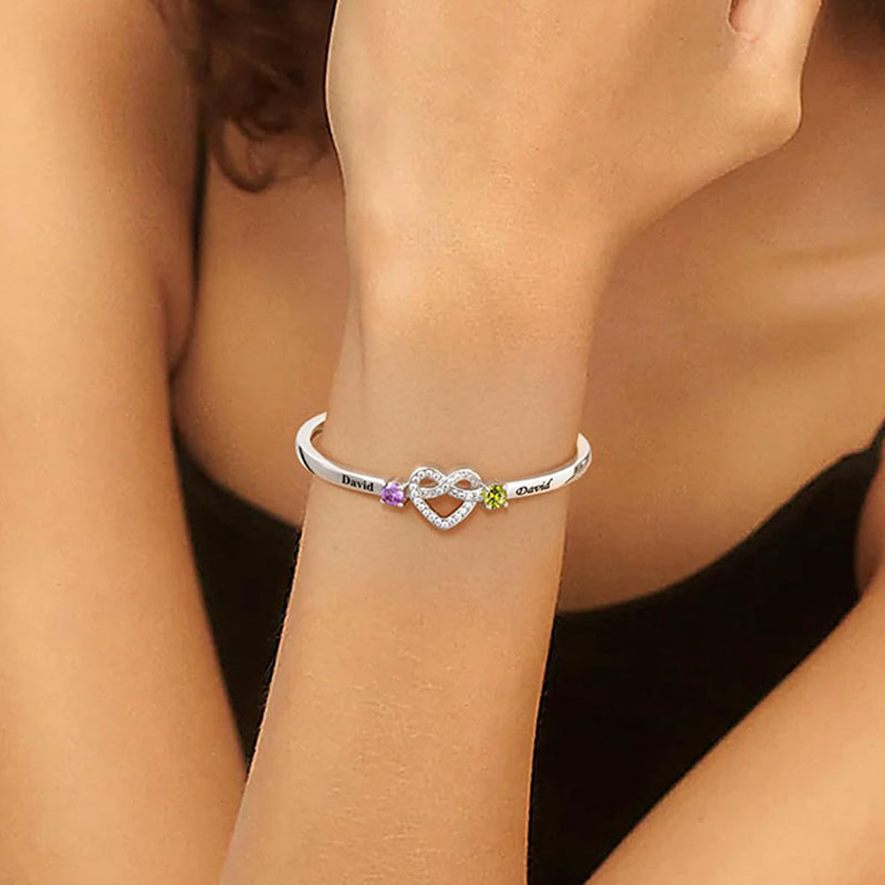 Voor altijd samen - Gepersonaliseerde geboortesteenarmband voor koppels