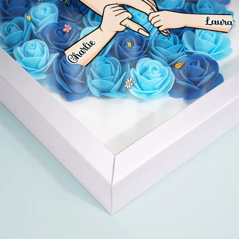 We Love You Mama Hand Holding - Gepersonaliseerde Bloemen Schaduwdoos