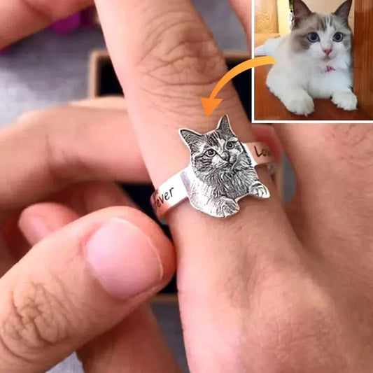 🐾Gepersonaliseerde roestvrijstalen fotograveerring met open ring💍