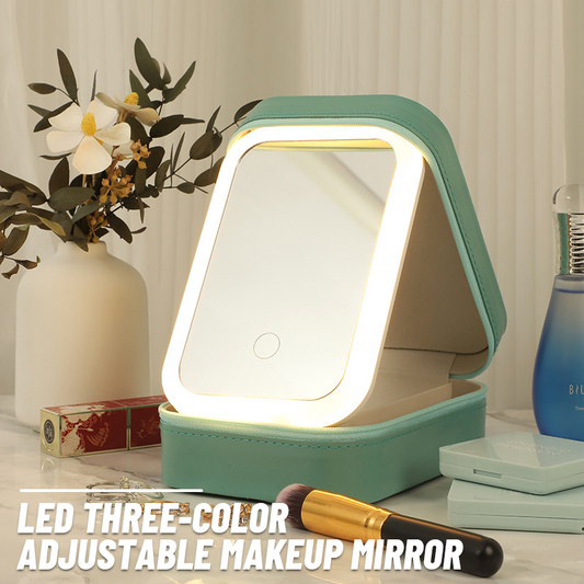 Miroir de maquillage réglable tricolore à LED
