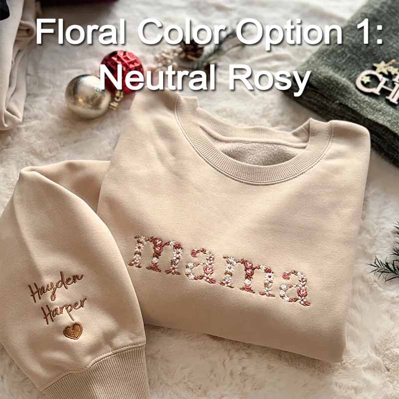 🌸Everbloom - Geborduurde bloemenmama-sweatshirt voor mama en oma