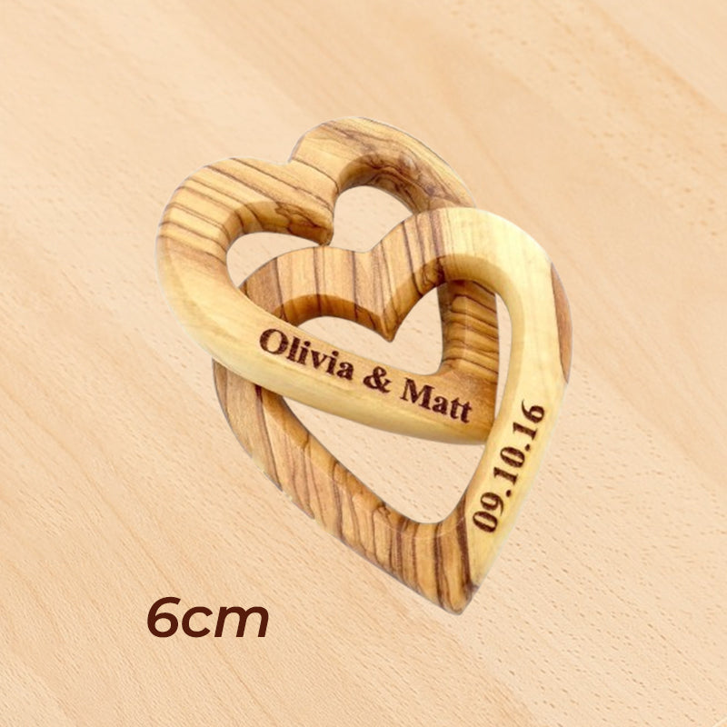 Op maat gegraveerd houten hart cadeau voor bruiloft, Valentijnsdag, jubileum
