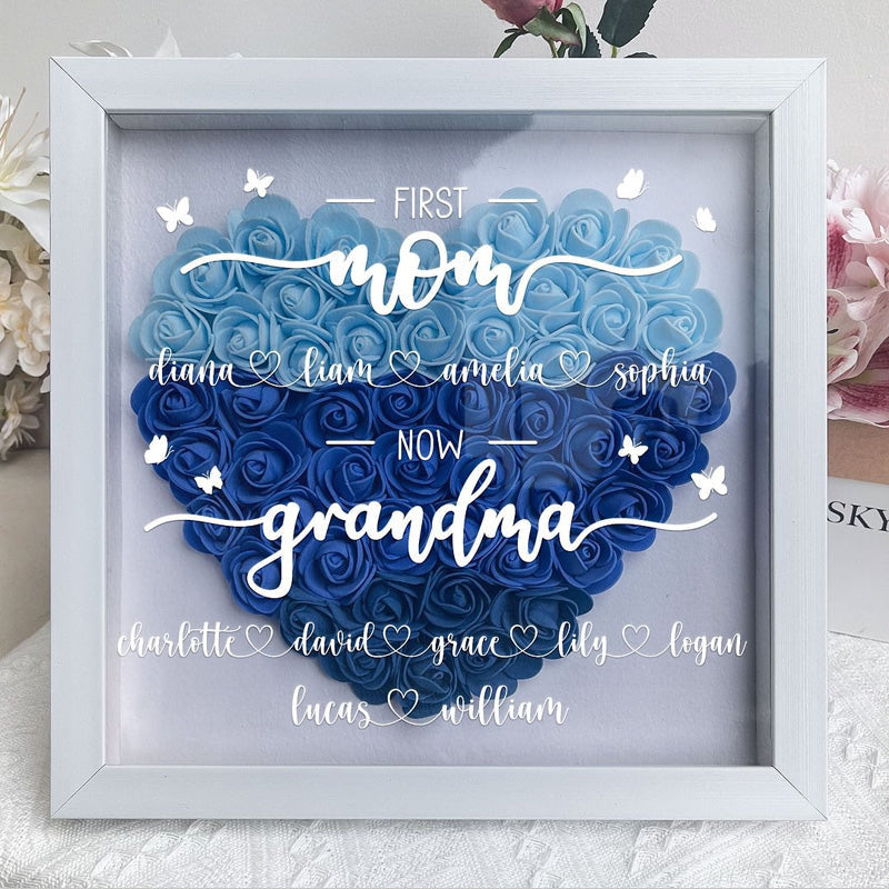 Eerst mama, nu oma - Gepersonaliseerde bloemenschaduwdoos