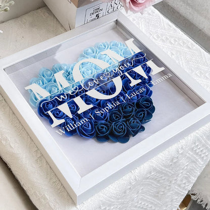 Aangepaste Rose Flower Frame Box Gift met gegraveerde naam cadeau voor moeder / moederdag