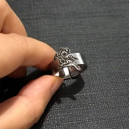 🐾Gepersonaliseerde roestvrijstalen fotograveerring met open ring💍