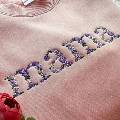 🌸Everbloom - Geborduurde bloemenmama-sweatshirt voor mama en oma