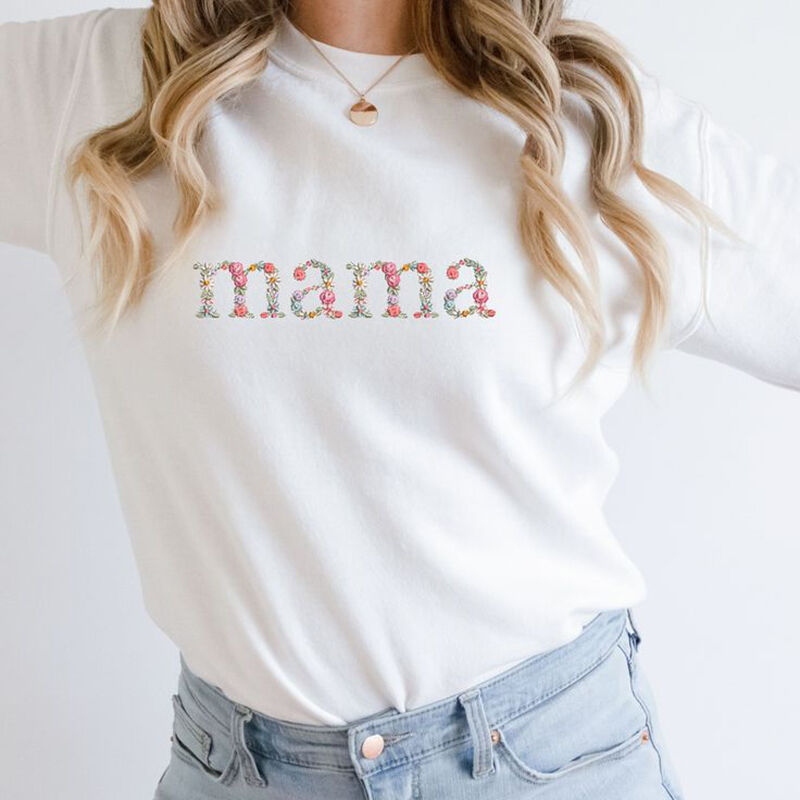 🌸Everbloom - Geborduurde bloemenmama-sweatshirt voor mama en oma