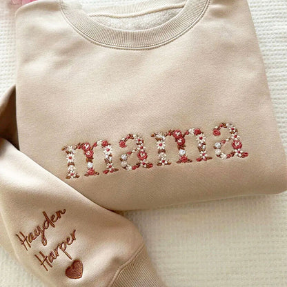🌸Everbloom - Geborduurde bloemenmama-sweatshirt voor mama en oma