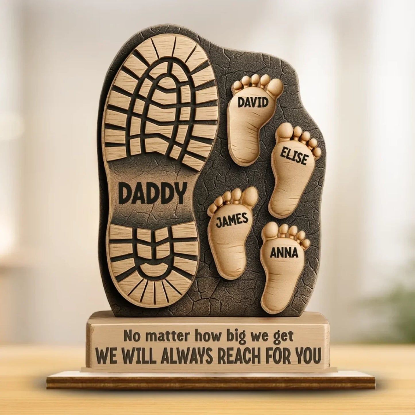 Aangepaste familie gepersonaliseerde vorm dubbele laag houten teken vaderdag Gift