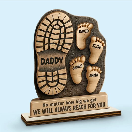 Aangepaste familie gepersonaliseerde vorm dubbele laag houten teken vaderdag Gift