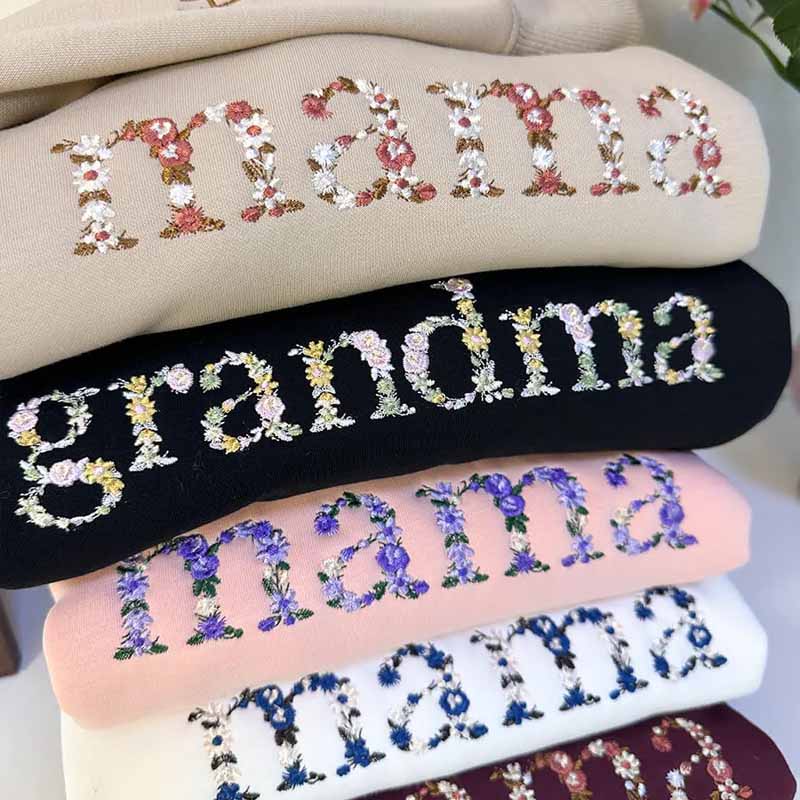 🌸Everbloom - Geborduurde bloemenmama-sweatshirt voor mama en oma