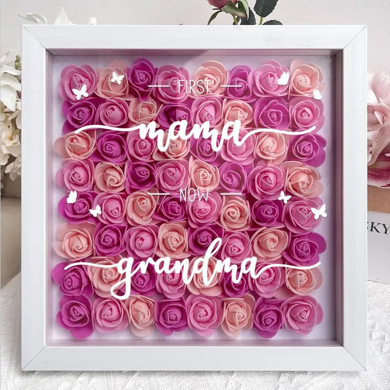 Eerst mama, nu oma - Gepersonaliseerde bloemenschaduwdoos