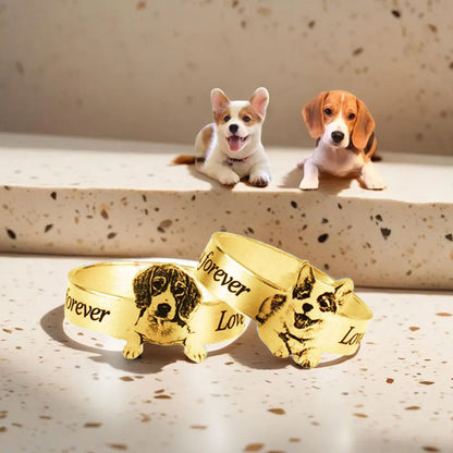 🐾Gepersonaliseerde roestvrijstalen fotograveerring met open ring💍