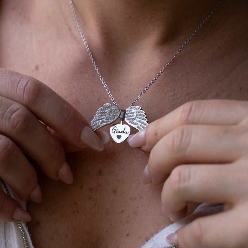 Gepersonaliseerde Naam Ketting Met Perzik Hart Voor Valentijnsdag Voor Vrouwen