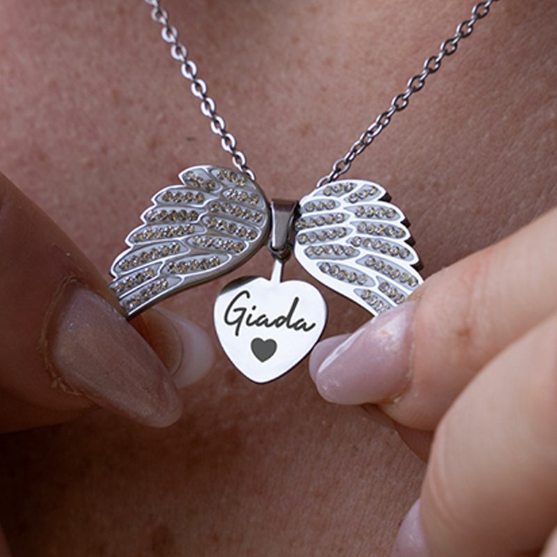 Gepersonaliseerde Naam Ketting Met Perzik Hart Voor Valentijnsdag Voor Vrouwen