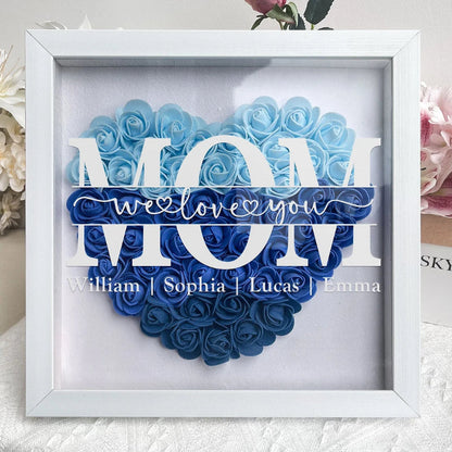 Aangepaste Rose Flower Frame Box Gift met gegraveerde naam cadeau voor moeder / moederdag